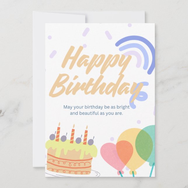 Happy Birthday Card - Niedlich Einladung (Vorderseite)