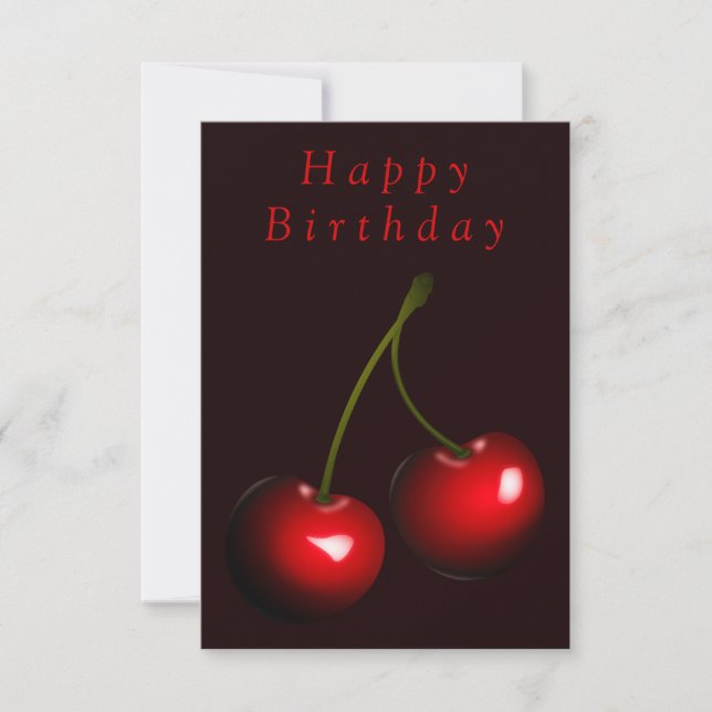 Happy Birthday Card Red Cherry - Ihr Textname Karte (Vorderseite)
