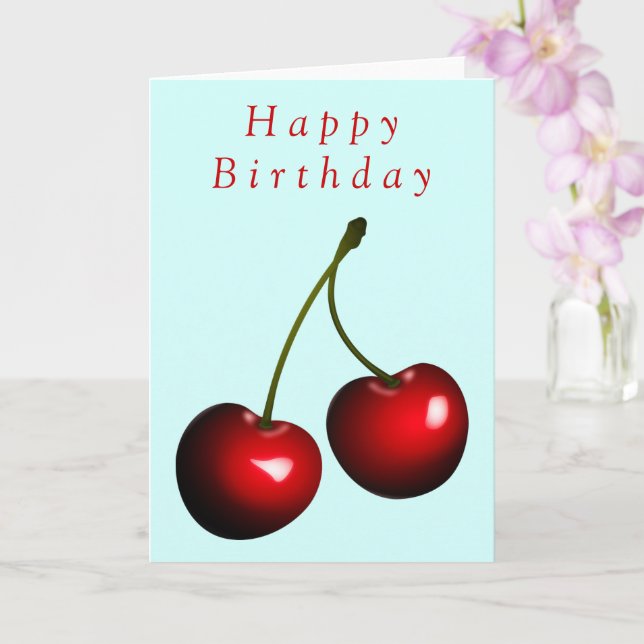Happy Birthday Card Red Cherry Sweet Karte (Orchidee)