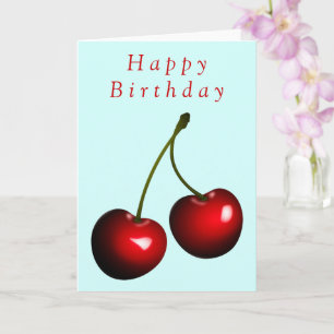 Happy Birthday Card Red Cherry Sweet Karte
