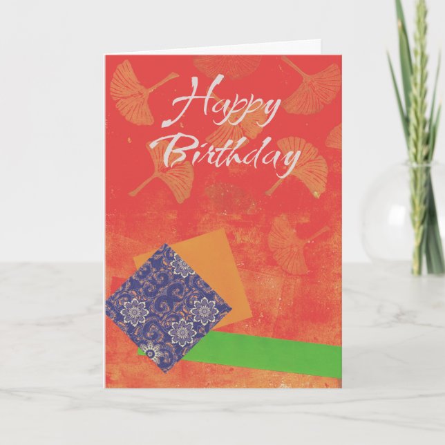 Happy Birthday Card Red Collage Karte (Vorderseite)