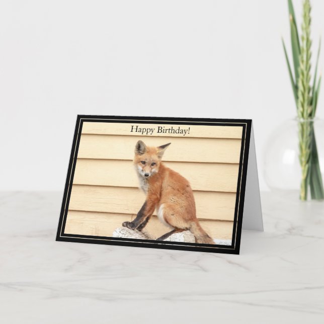 Happy Birthday Card Red Fox Kit Karte (Vorderseite)