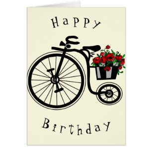 Happy Birthday Card Romantische Blume - Bike