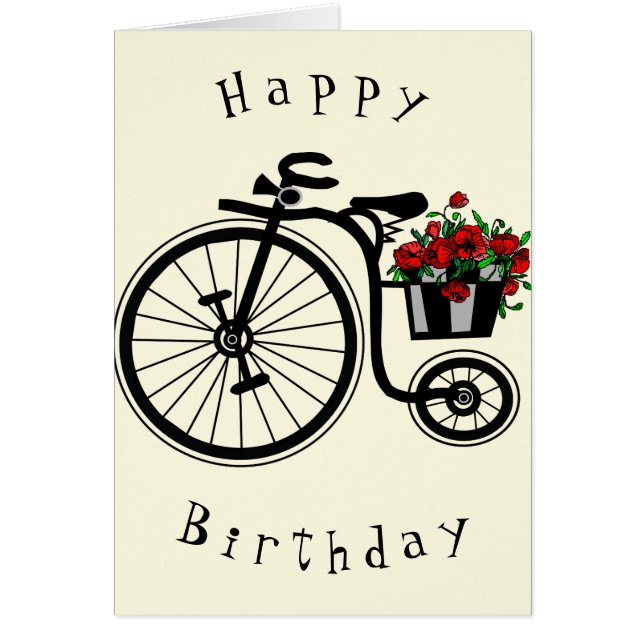 Happy Birthday Card Romantische Blume - Bike (Vorne)