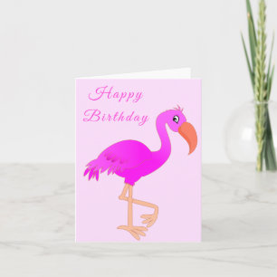 Happy Birthday Card Rosa Flamingo Karte