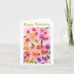 Happy Birthday Card Rose und Blume Karte
