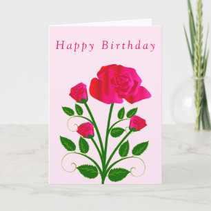 Happy Birthday Card Rote Rose Karte