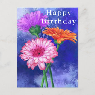 Happy Birthday Card Schöne Farbe Gerberas Postkarte