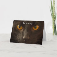 Happy Birthday Card: Schwarze Katze kommt