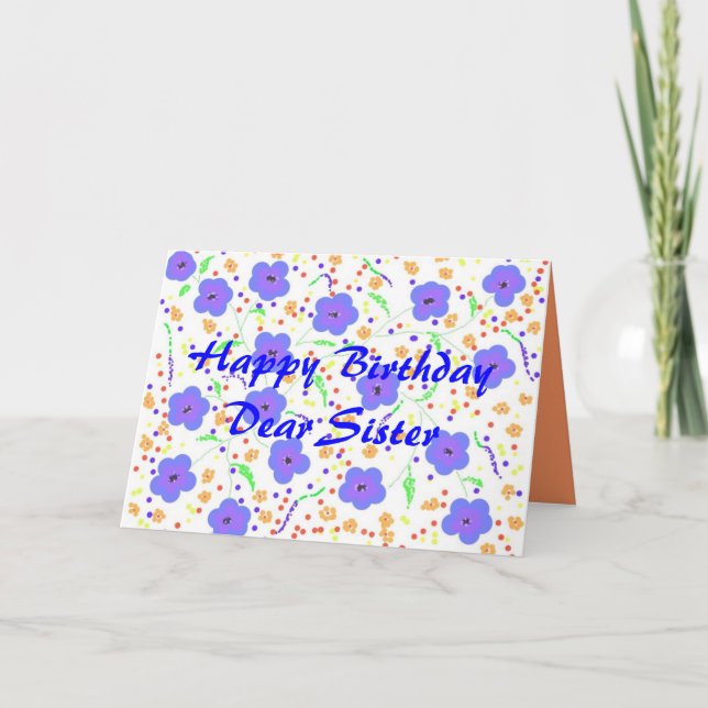 Happy Birthday Card Sister, personalisierbar Karte (Vorderseite)