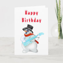 Happy Birthday Card Snowman Rock Gitarre Musik