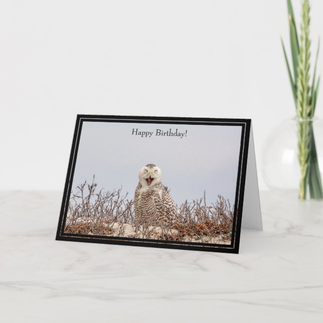 Happy Birthday Card Snowy Owl Karte (Vorderseite)