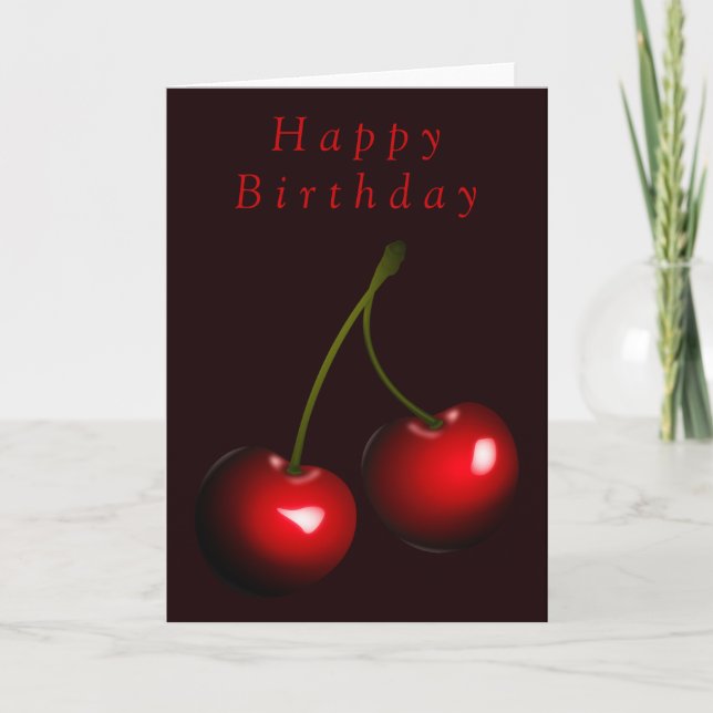 Happy Birthday Card Sweet Cherry - Ihr Textname Karte (Vorderseite)