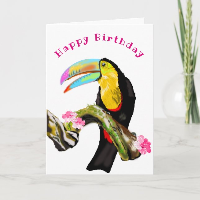 Happy Birthday Card Toucan Bird - Ihr Text Karte (Vorderseite)