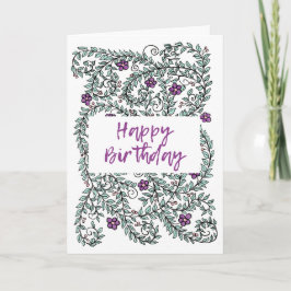 Happy Birthday Card Wein mit Blume Karte