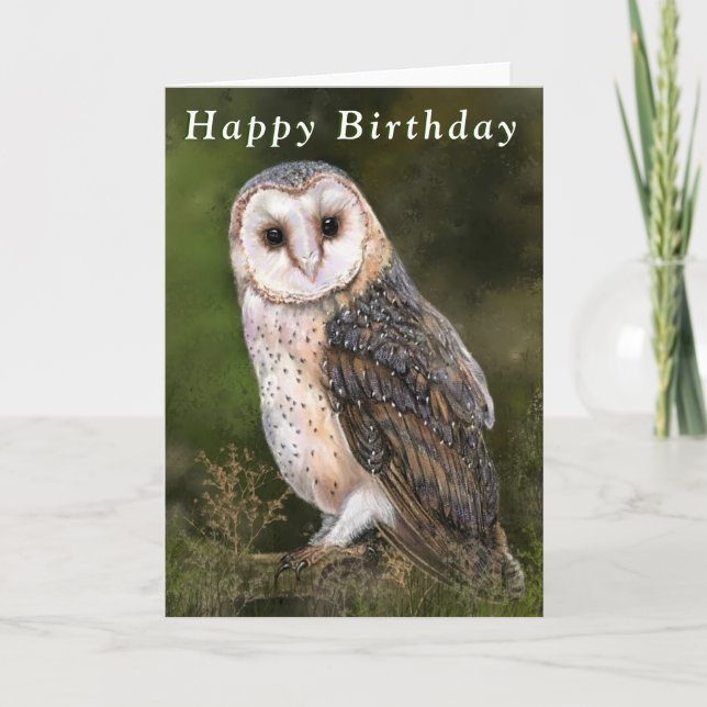 Happy Birthday Card Western Barn Owl Karte (Vorderseite)