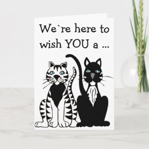 Happy Birthday Card: Zwei schwarzweiße Katzen Karte