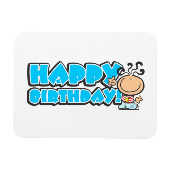 Happy Birthday Cartoon Premium Flexi Magnet (Horizontal)