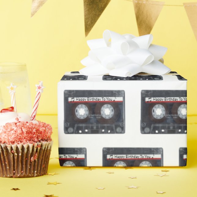 Happy Birthday Cassette Tape Geschenkpapier (Geburtstagsparty)