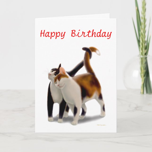 Happy Birthday Cat Friends Card Karte (Vorderseite)