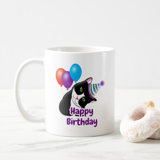 Happy Birthday Cat Kaffeetasse (Mit Donut)