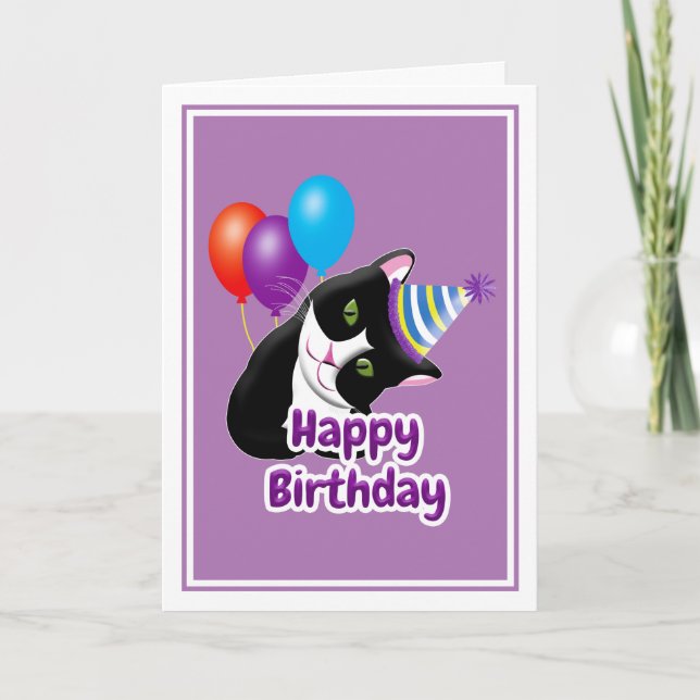 Happy Birthday Cat Karte (Vorderseite)