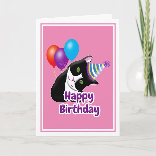 Happy Birthday Cat Karte (Vorderseite)