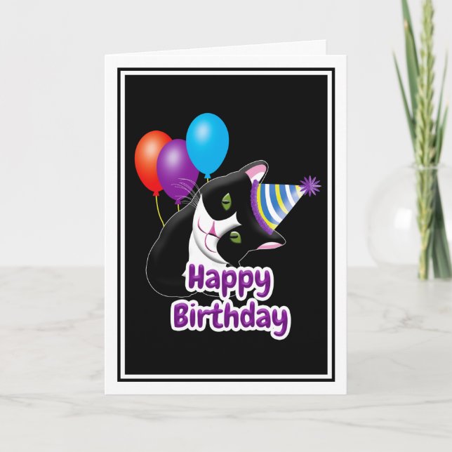 Happy Birthday Cat Karte (Vorderseite)