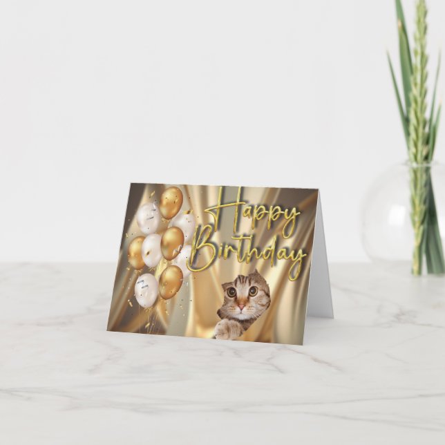Happy Birthday Cat Karte (Vorderseite)