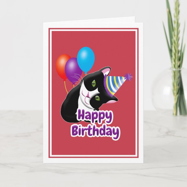 Happy Birthday Cat Karte (Vorderseite)