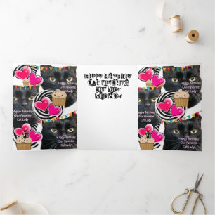 Happy Birthday Cat Lady Card, Katze Lady Dreifach Gefaltete Karte