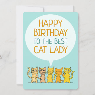 Happy Birthday Cat Lady Flat Card
