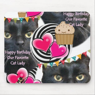 Happy Birthday Cat Lady Mouse Pad Mousepad