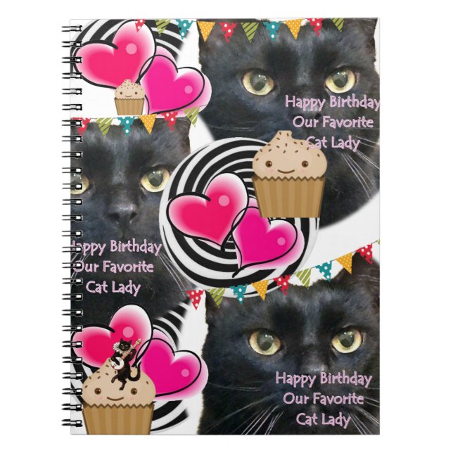 Happy Birthday Cat Lady Notebook Notizblock (Vorderseite)