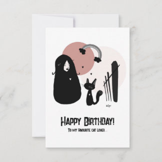 Happy Birthday Cat Lover Card in Pink Dankeskarte