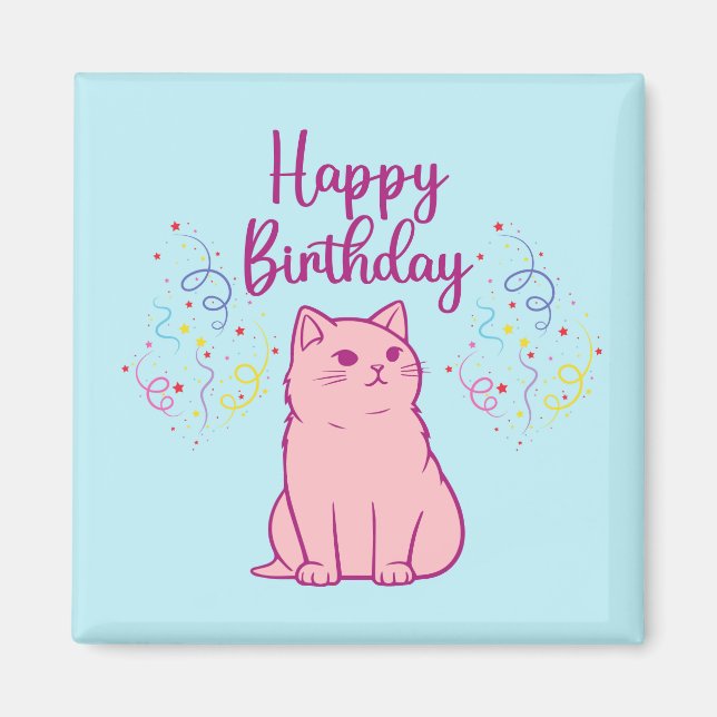 Happy Birthday Cat Magnet (Vorne)
