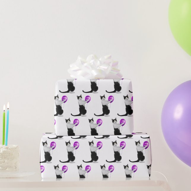 Happy Birthday Cat mit Balloon Geschenkpapier (Partygeschenke)