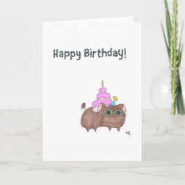Happy Birthday Cat mit Cake Card Dankeskarte