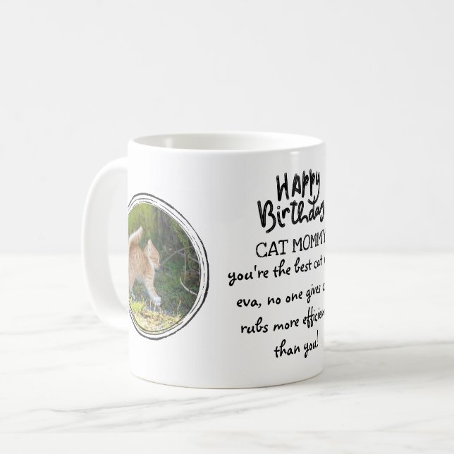 Happy Birthday CAT Mommy - Hinzufügen von 2 FOTOS  Kaffeetasse (Vorderseite Links)