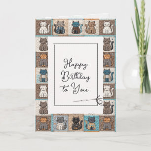 Happy Birthday Cat Quilt Muster mit Nadel Karte