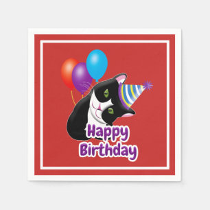 Happy Birthday Cat Serviette