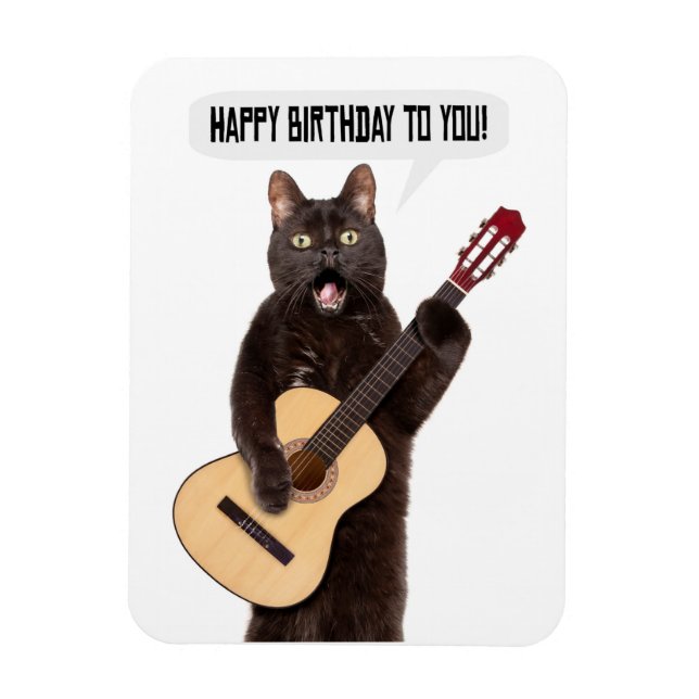 Happy Birthday Cat Singen und spielen Gitarre Holi Magnet (Vertikal)