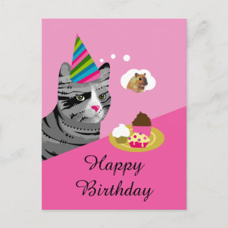Happy Birthday Cat with Cupcakes Postkarte