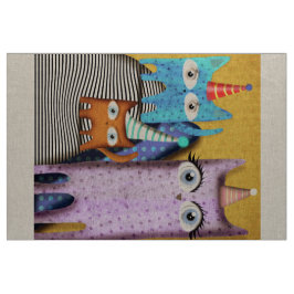 Happy Birthday Cats Linen Stoff