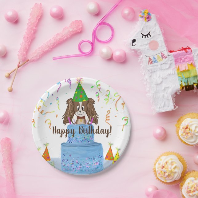 Happy Birthday Cavalier King Charles Spaniel Cake Pappteller (Party)