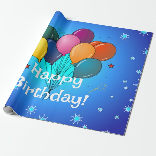 Happy Birthday Celebration Balloons Geschenkpapier (Ungerollt)