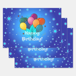 Happy Birthday Celebration Balloons Geschenkpapier Set