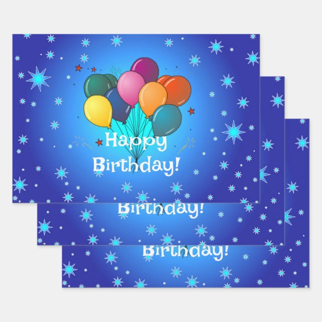 Happy Birthday Celebration Balloons Geschenkpapier Set (Set)