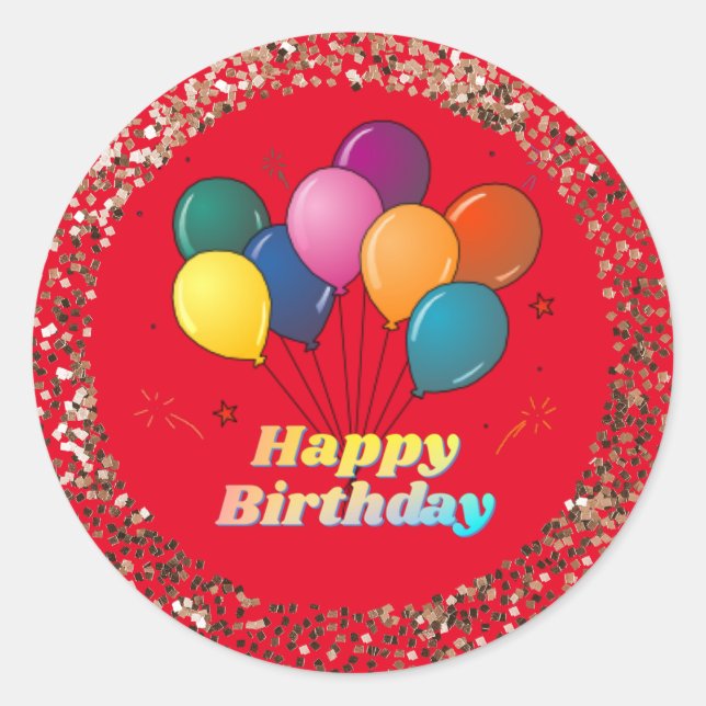Happy Birthday Celebration Classic Round Sticker (Vorderseite)
