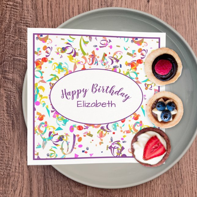Happy Birthday Celebration Colorful Confetti Toss Serviette (Von Creator hochgeladen)